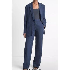Vince Relaxed Textured Blazer Navy NEW